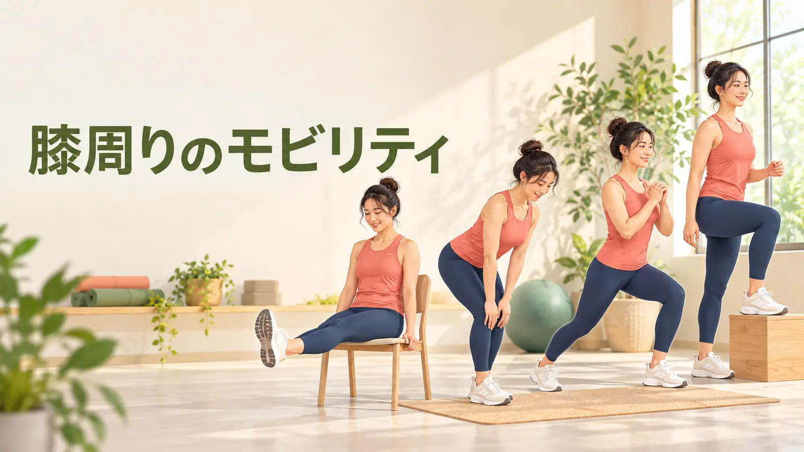 膝をひねらず足首・股関節から整える様子