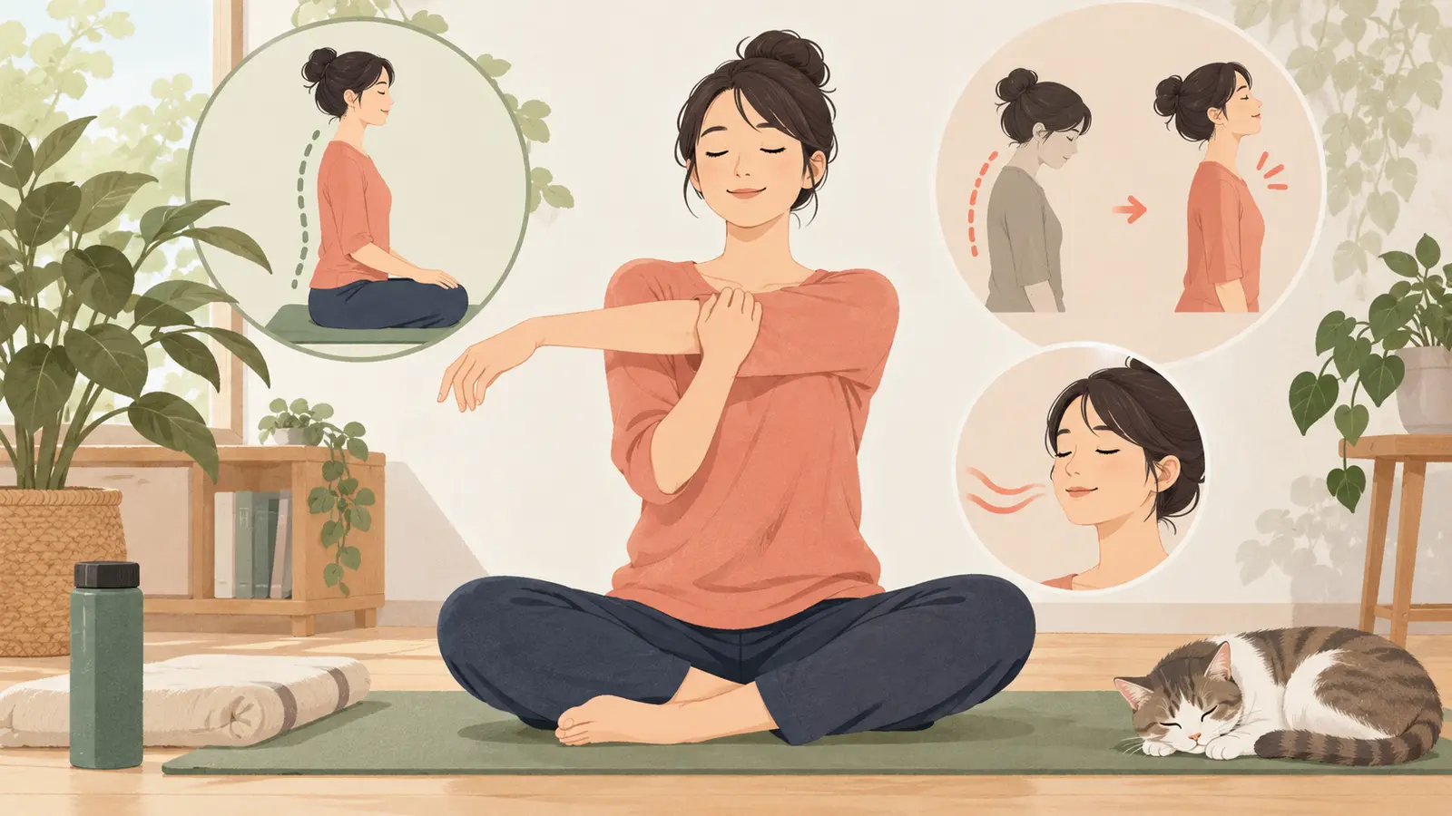 呼吸と動きと瞑想を組み合わせる様子