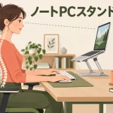 ノートパソコンスタンドと外付けキーボードを使う姿勢
