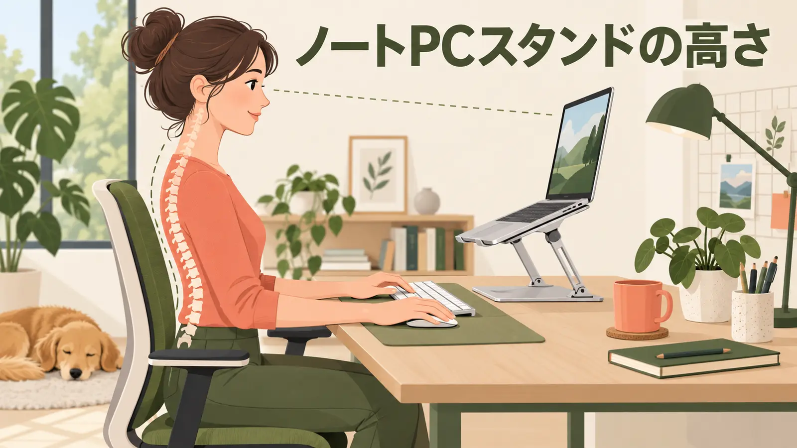 ノートパソコンスタンドと外付けキーボードを使う姿勢
