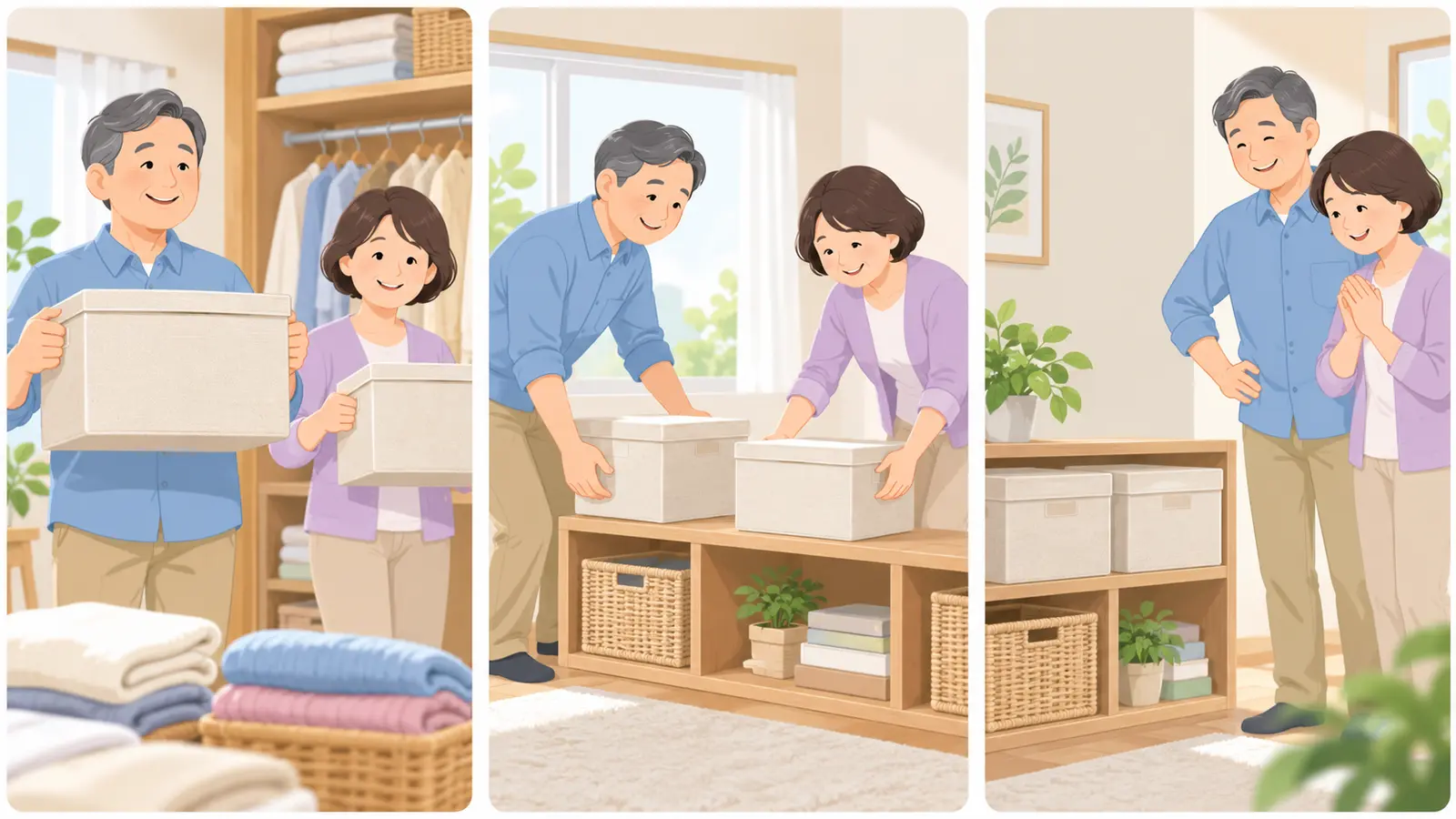 クローゼット上段の箱を扱う筋トレに備える運動