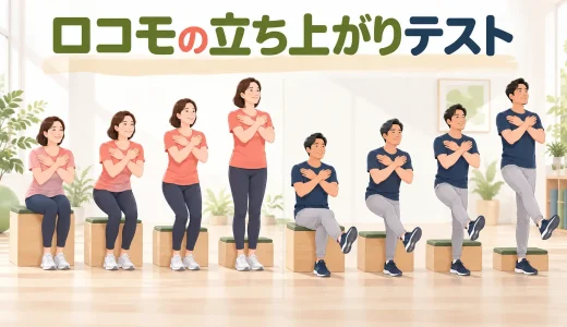 ロコモの立ち上がりテスト｜台の高さ・片脚と両脚の判定方法
