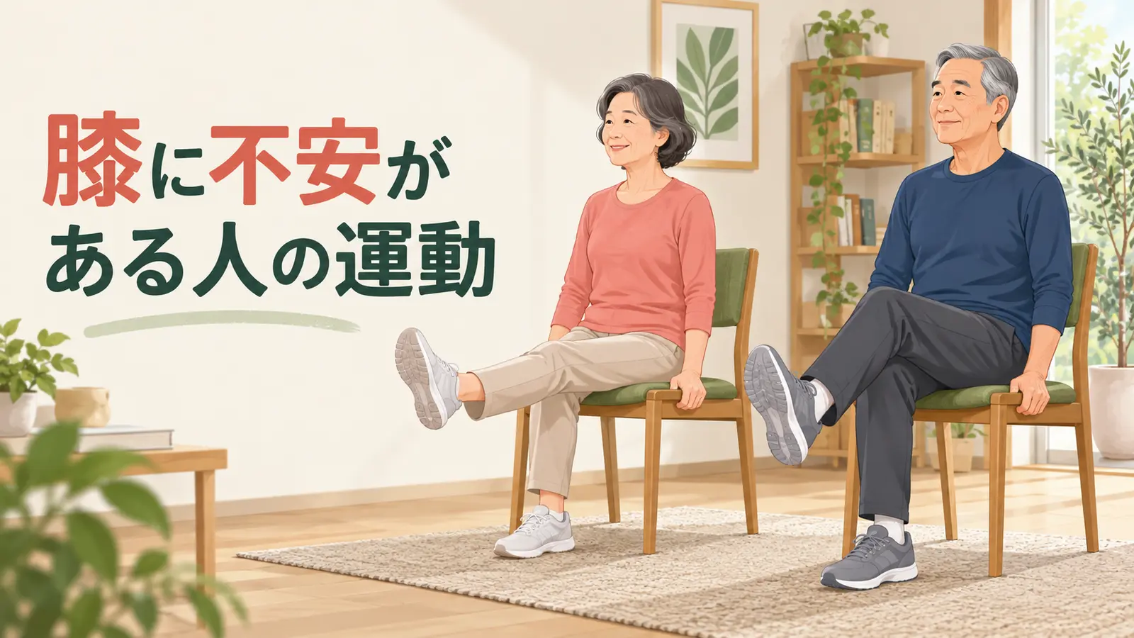 膝に不安がある人の運動のポイントを示すイラスト