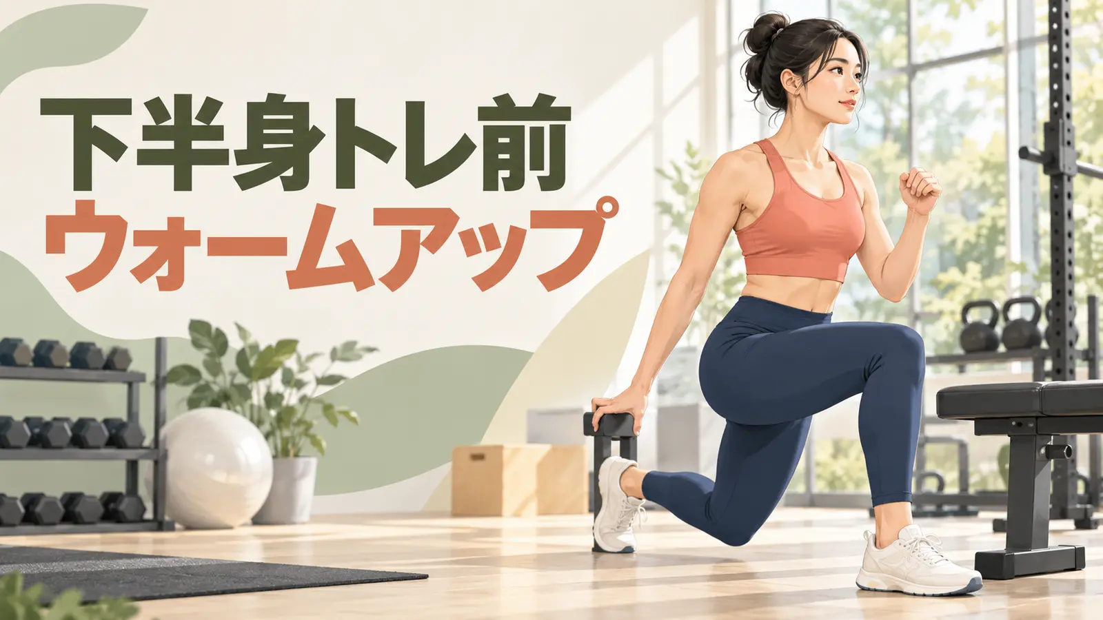 下半身トレーニング前のウォームアップを行う人物