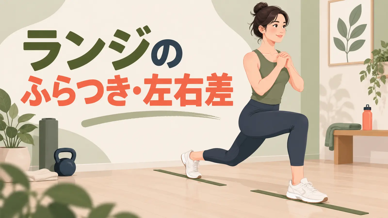 左右の足幅を保った安定したランジ