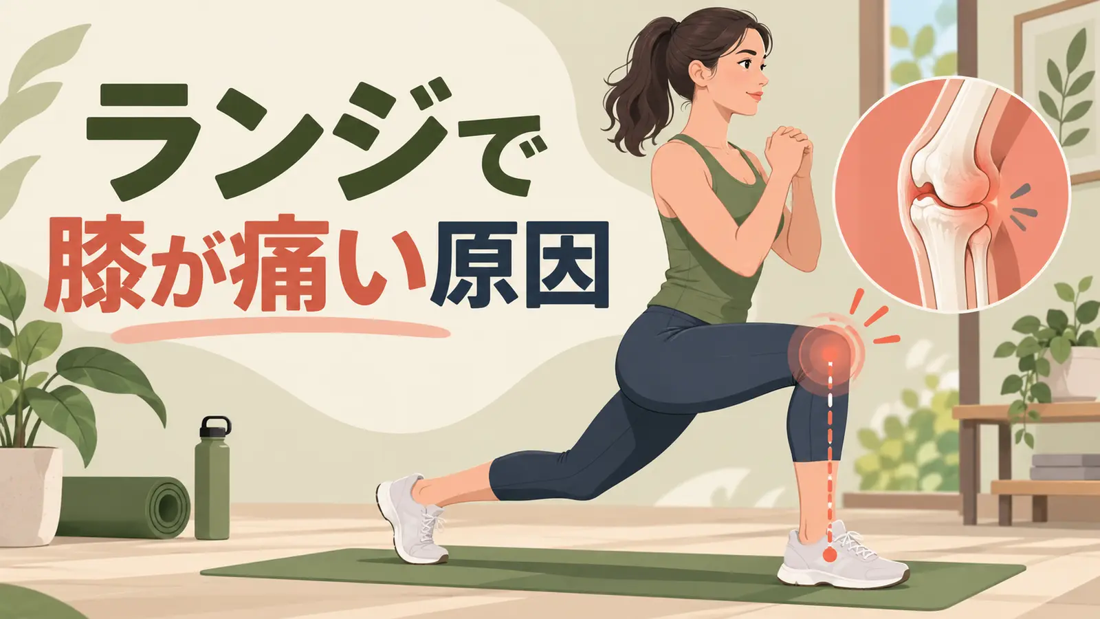膝とつま先をそろえたランジのフォーム