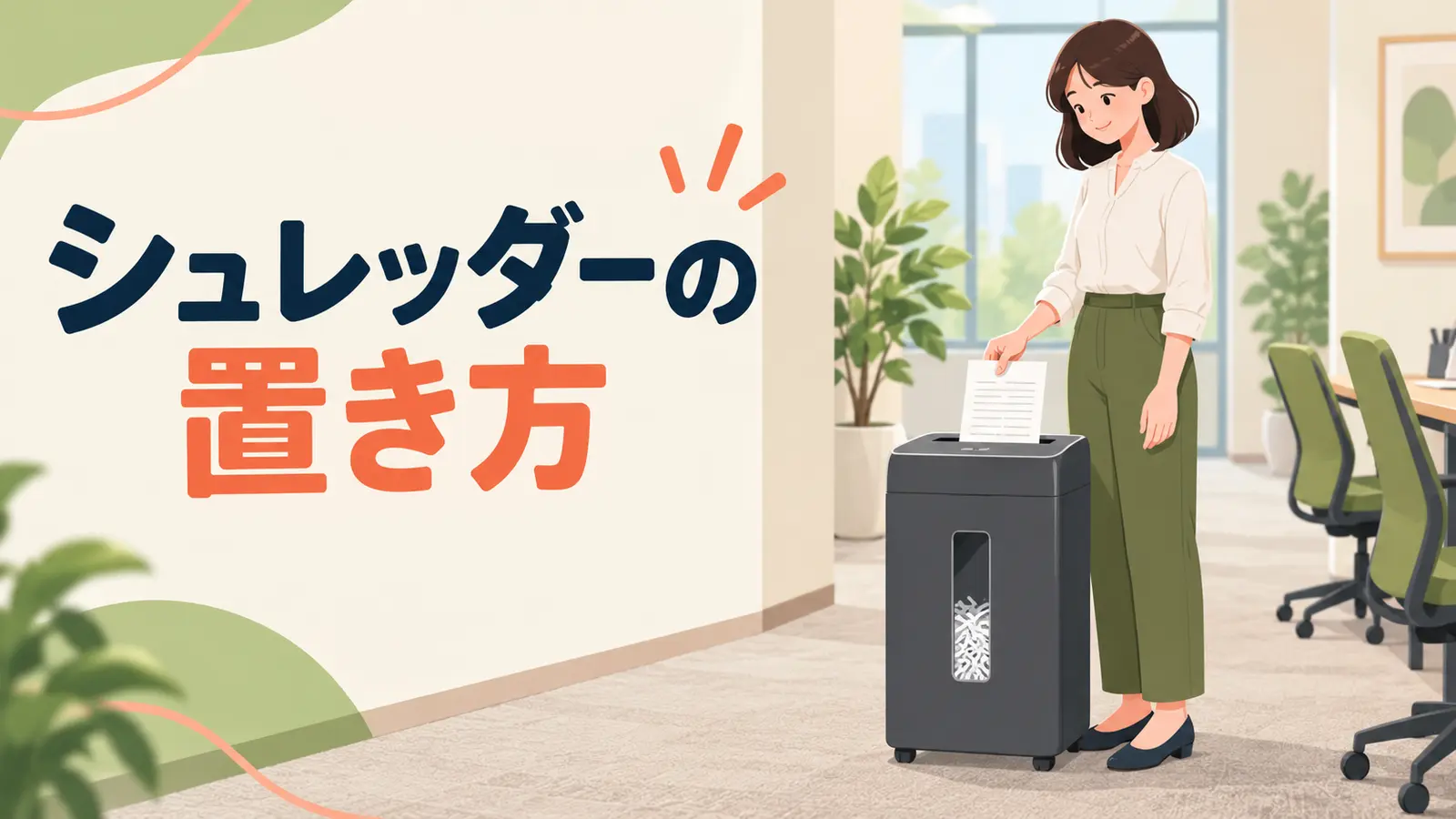 三つのトレーで郵便物と書類を仕分ける様子