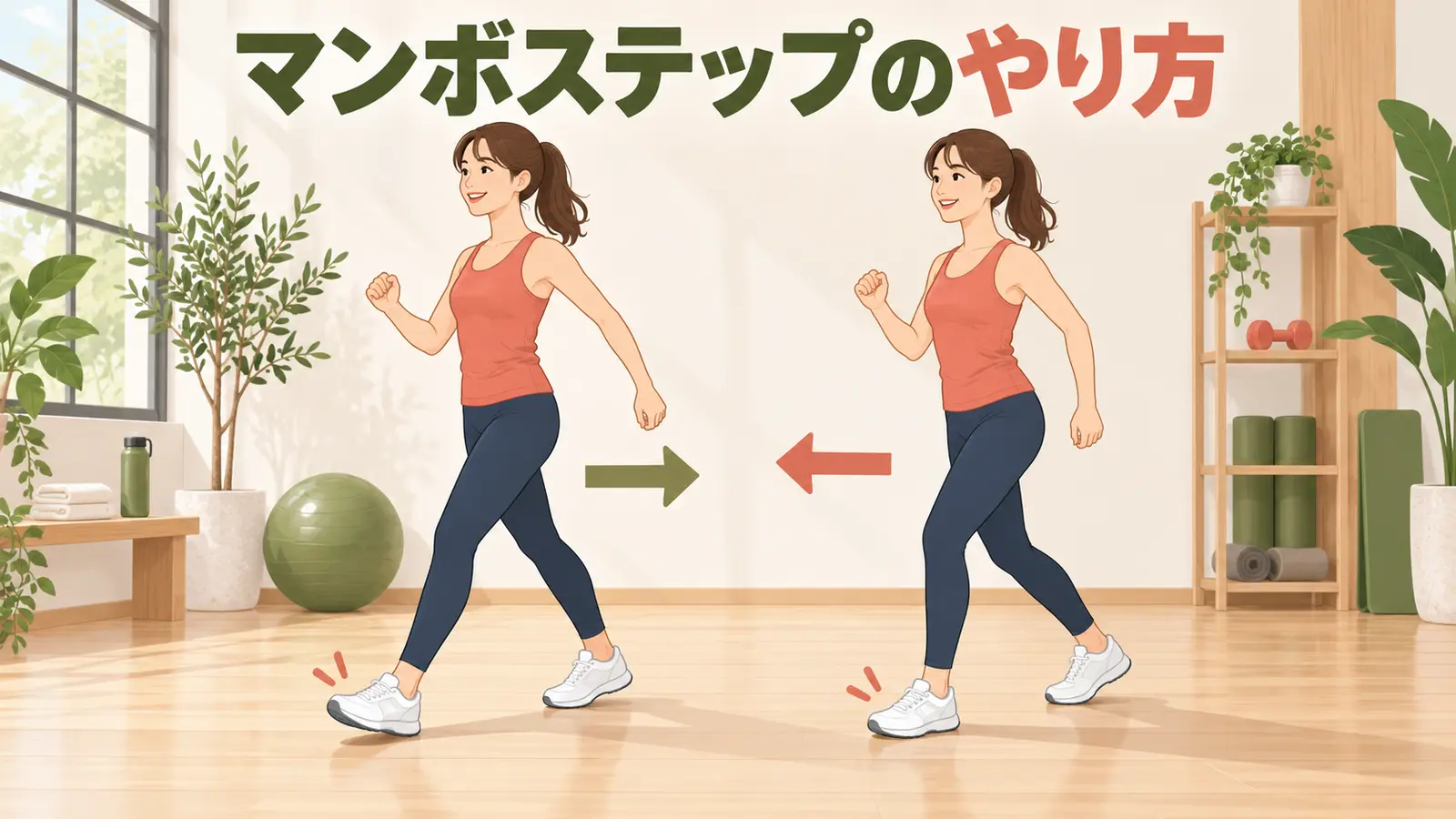 マンボステップのやり方を示すイラスト