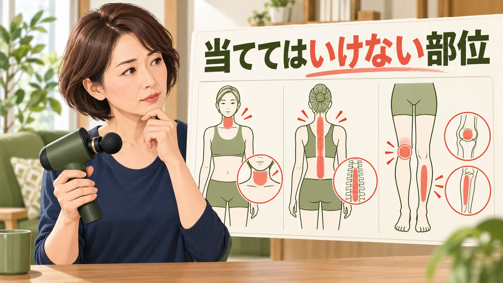 マッサージガンを当ててはいけない部位