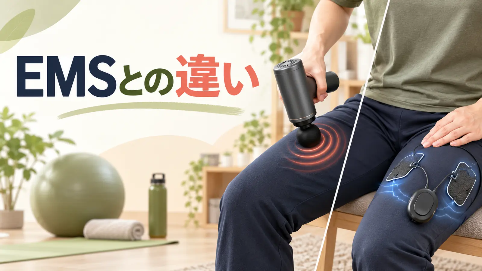 マッサージガンとEMSの違い|刺激・目的・使い方を比較