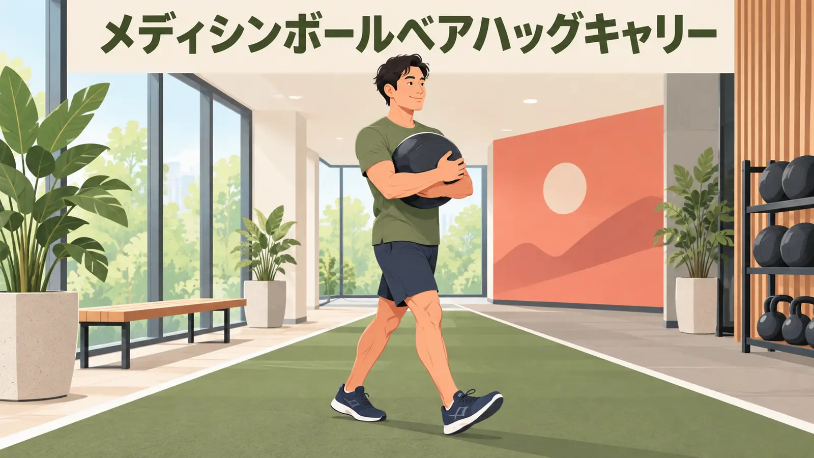 メディシンボールベアハッグキャリーのやり方