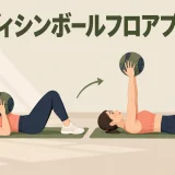 メディシンボールフロアプレスを行う人物