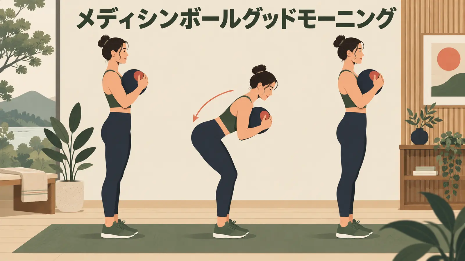 メディシンボールグッドモーニングのやり方