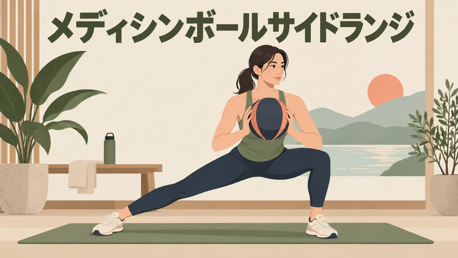 メディシンボールサイドランジのやり方