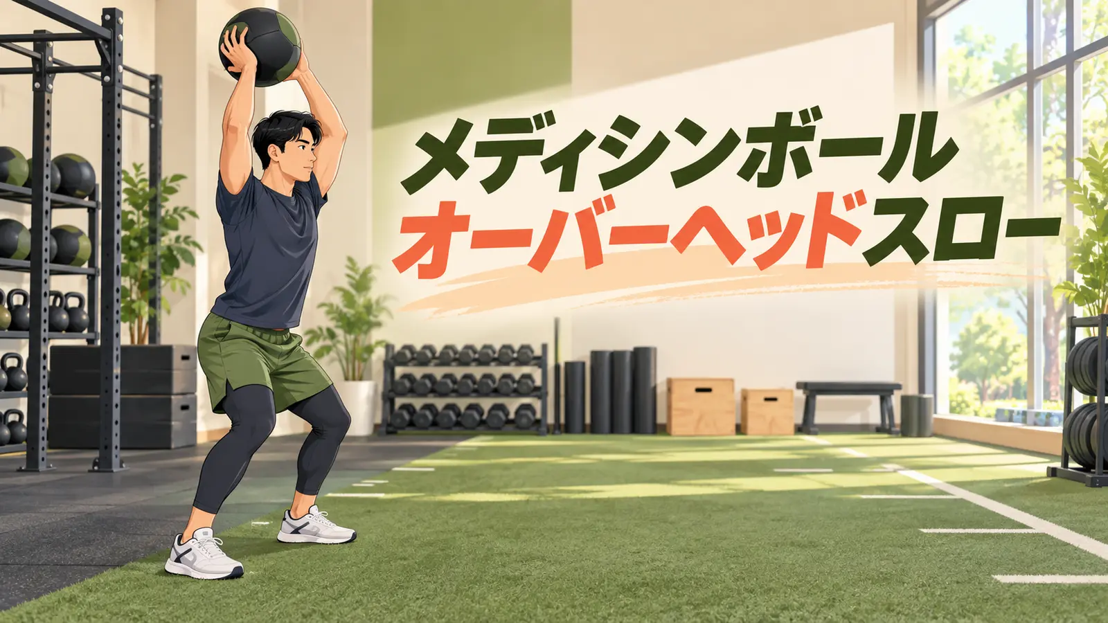 メディシンボールオーバーヘッドスローのやり方