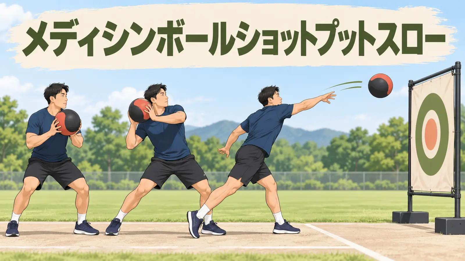 メディシンボールショットプットスローのやり方