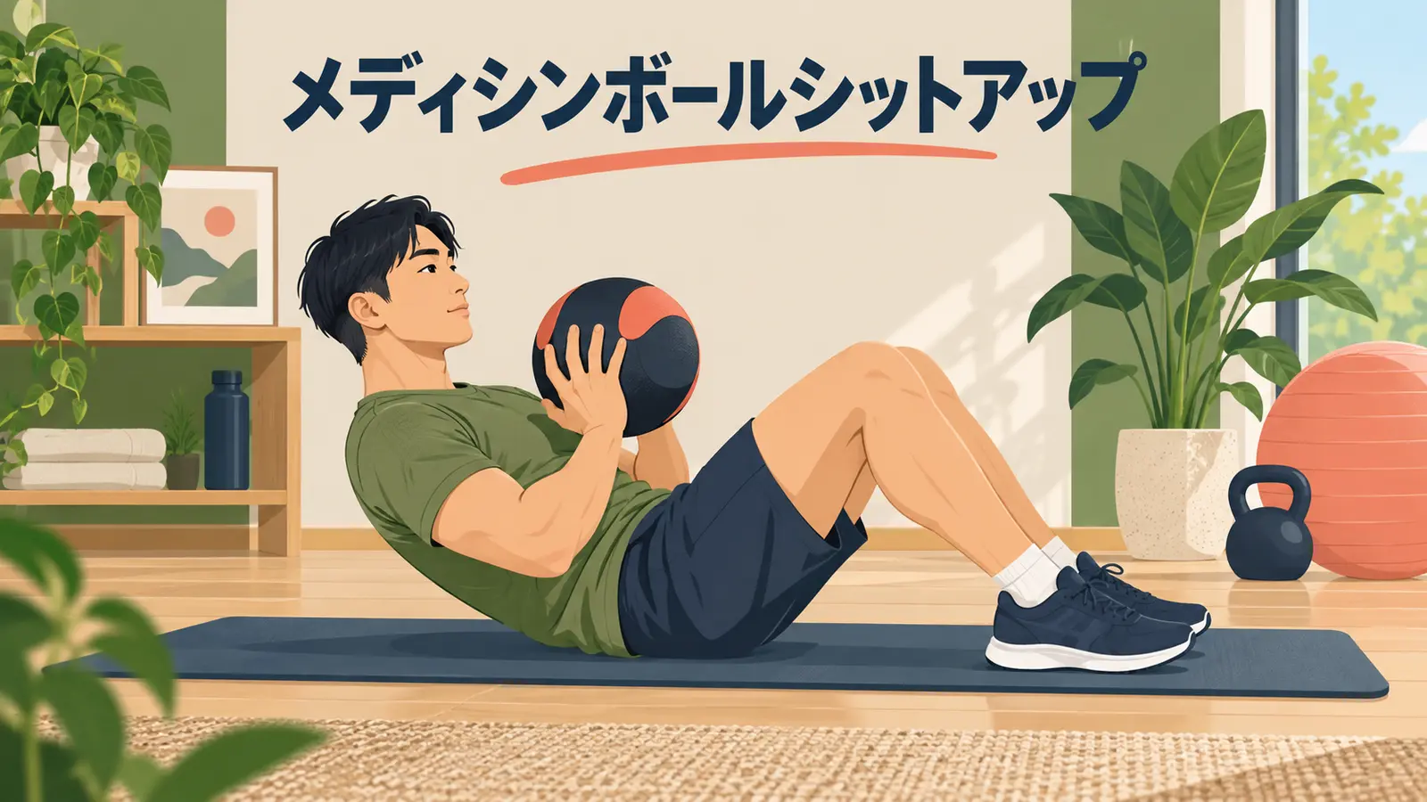 メディシンボールシットアップのやり方