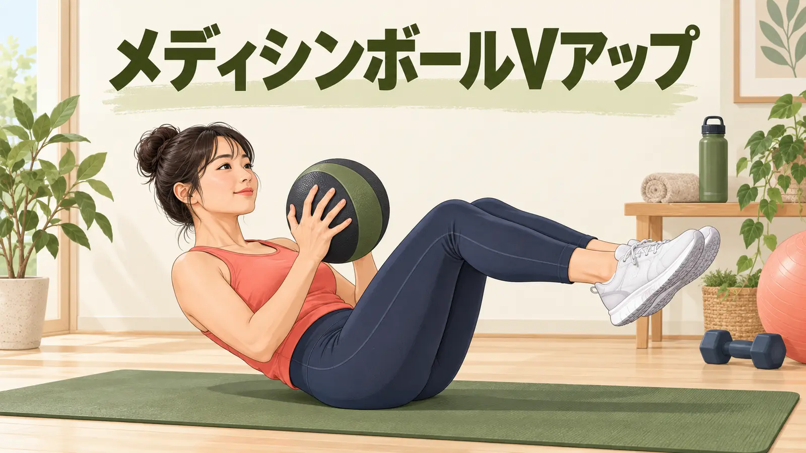 メディシンボールVアップのやり方