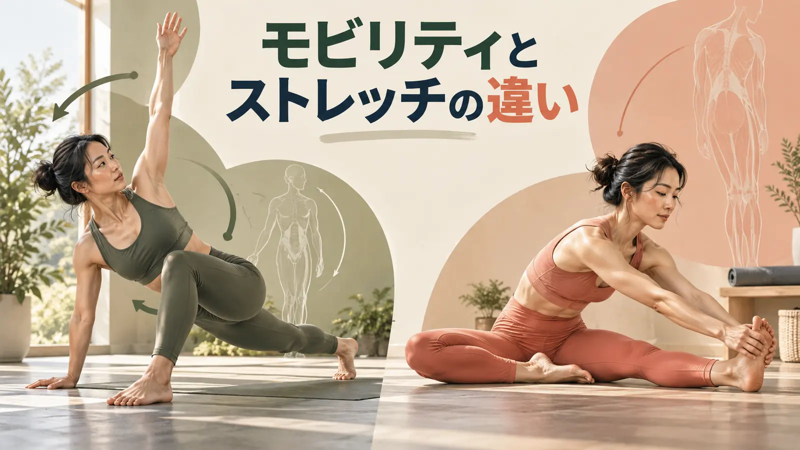 モビリティとストレッチの違いを行う人物