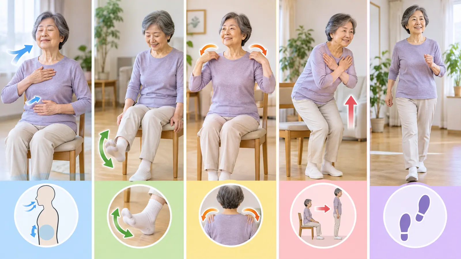 高齢者の朝の運動の具体的な練習手順