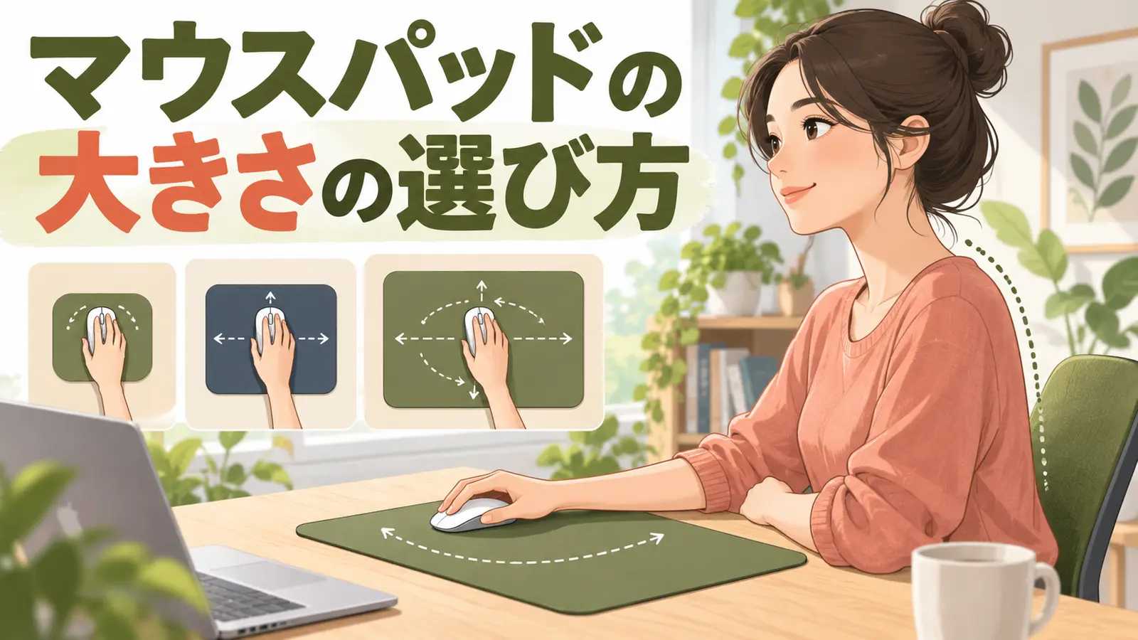 マウスパッドの大きさの正しい配置を示すアイキャッチ
