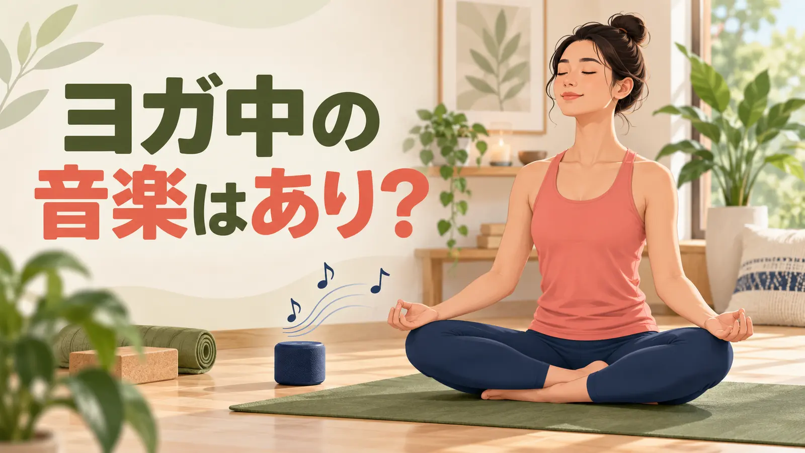 ヨガ中の音楽を初心者向けに解説するイラスト