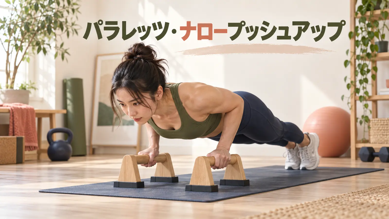 ナロープッシュアップを行う女性