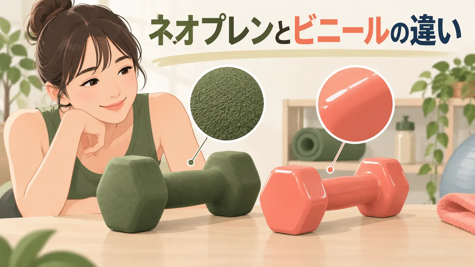 ネオプレン・ビニールダンベルの選び方を解説するアイキャッチ