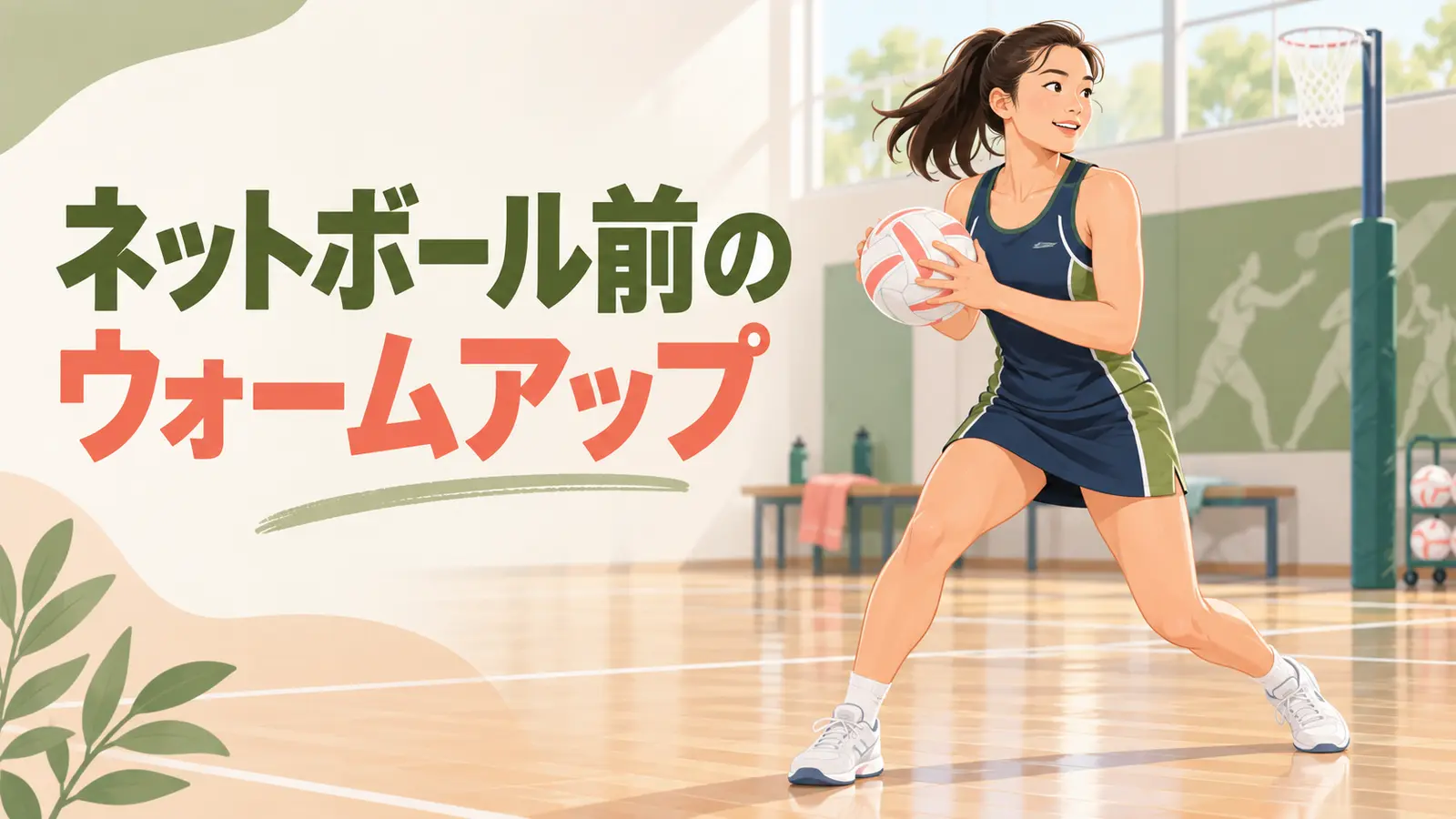 ネットボール前にウォームアップを行う様子