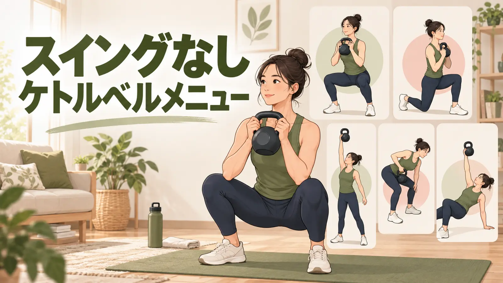スイングなしケトルベルメニューの内容を表すアイキャッチイラスト