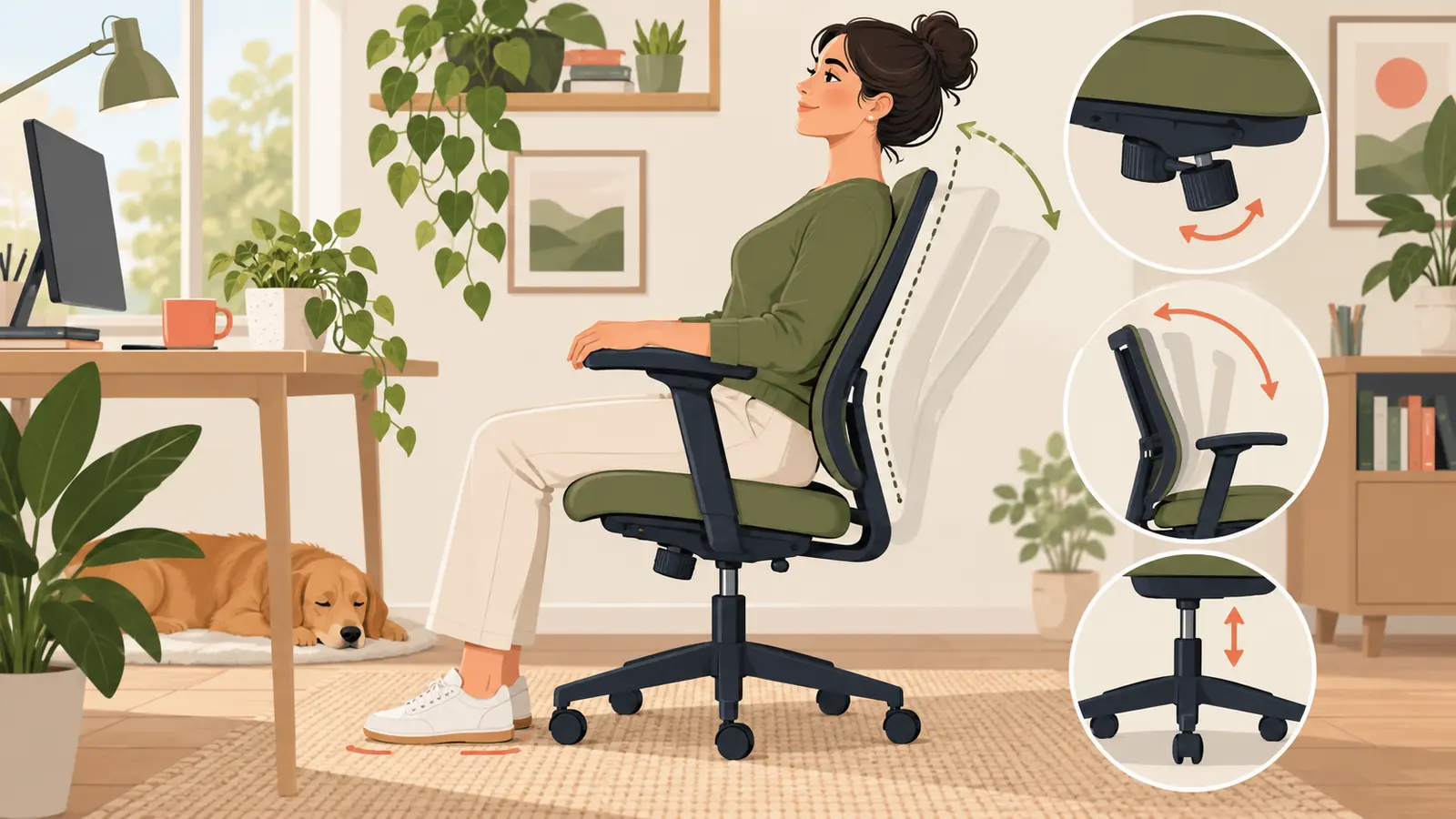 リクライニングの硬さと角度を具体的に示すイラスト