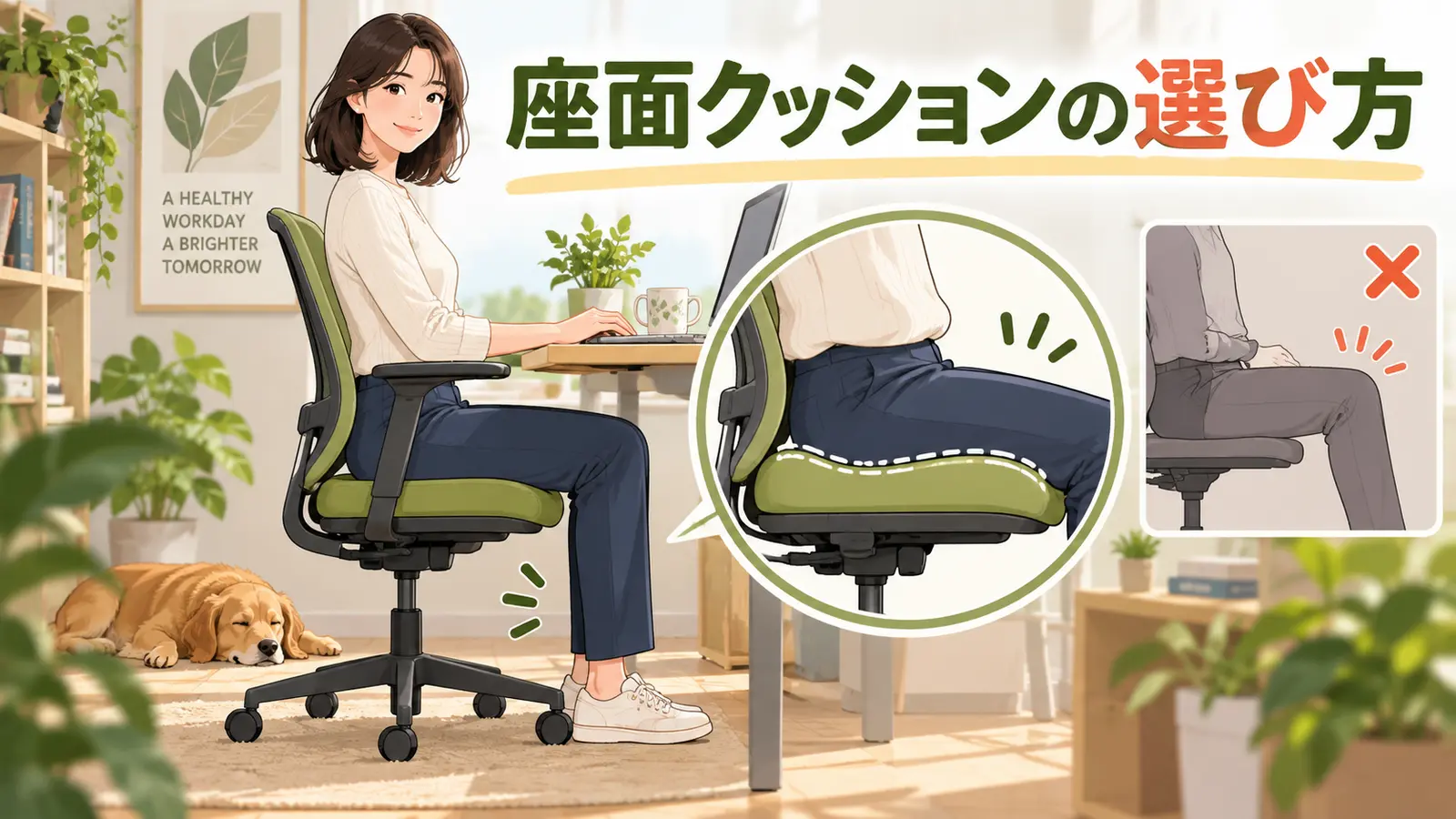 座面クッションを無理なく使う配置