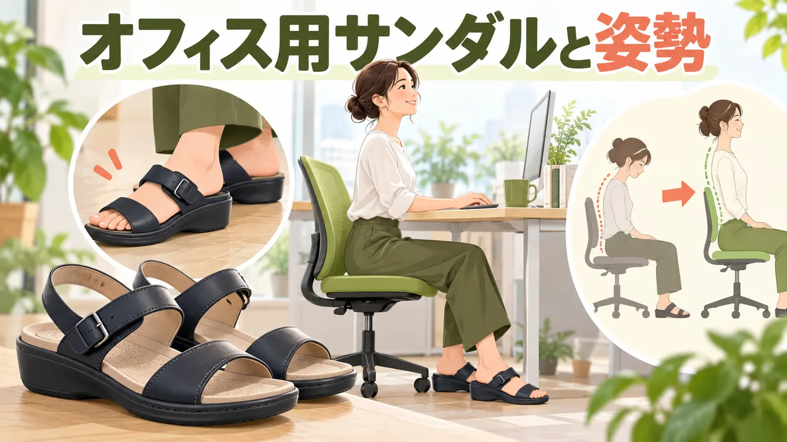 オフィス用サンダルを無理なく使う配置