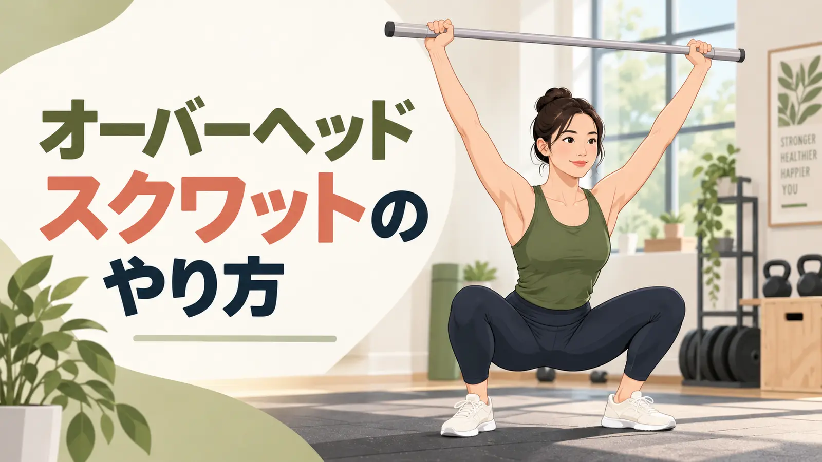オーバーヘッドスクワットのやり方を示すアイキャッチ