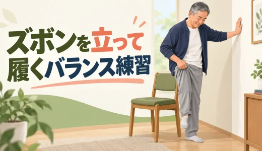 ズボンを立って履くためのバランストレーニング｜転倒を防ぐ段階練習