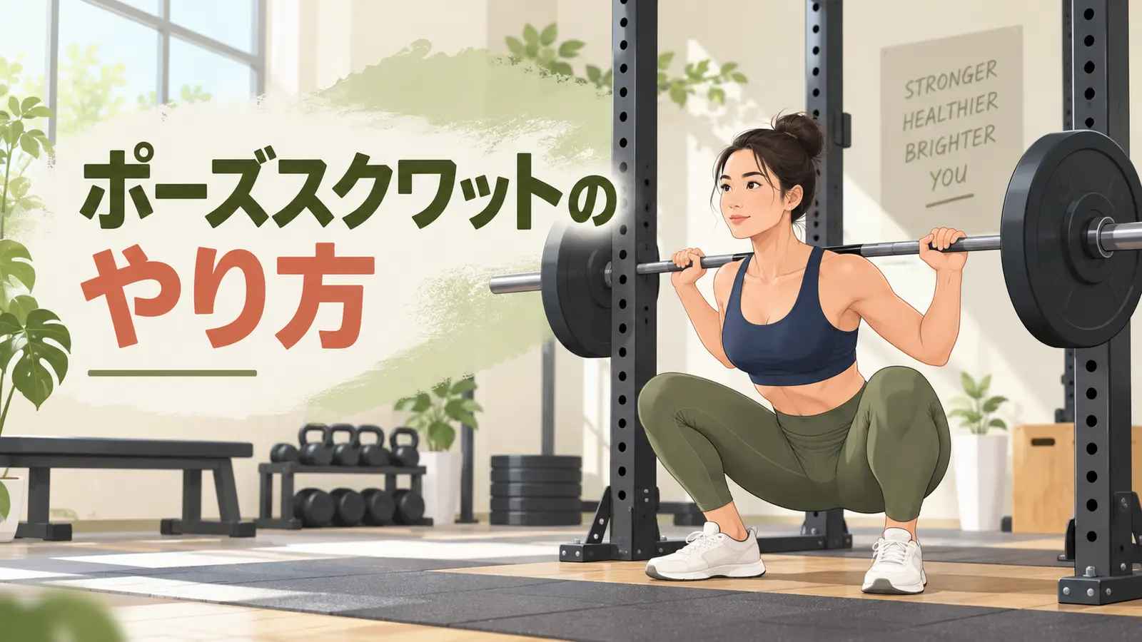 ポーズスクワットのやり方を示すアイキャッチ