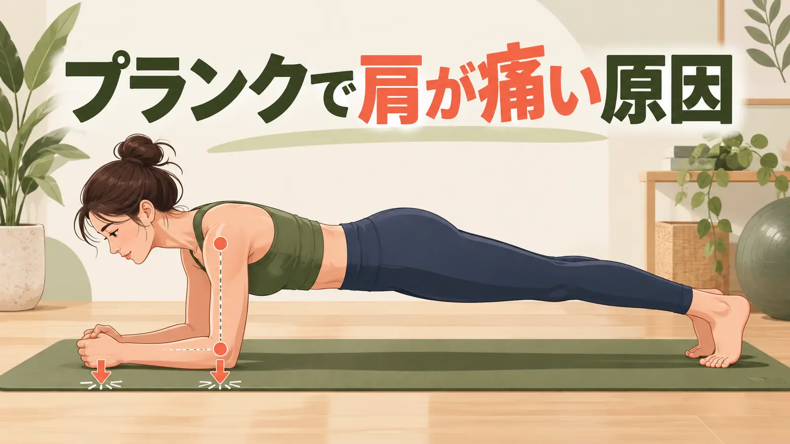 肘を肩の下に置くプランクの姿勢