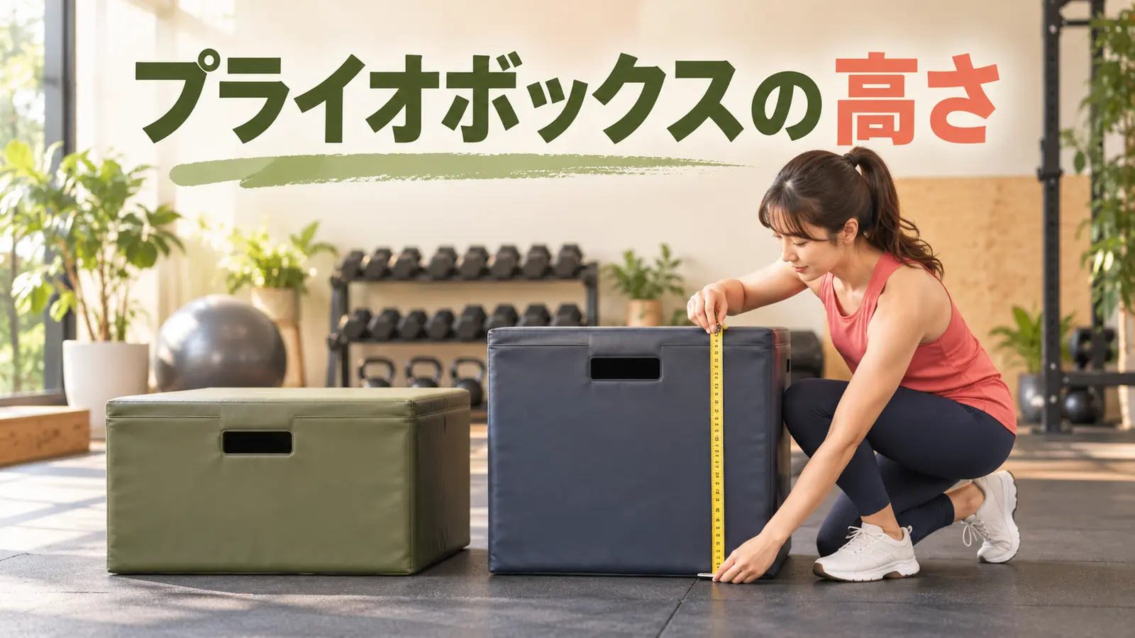 初心者がプライオボックスの高さを比較するイラスト