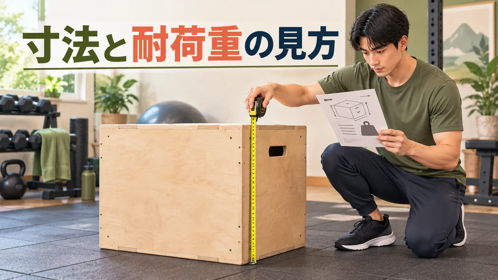 箱を測り製品仕様を確認する様子