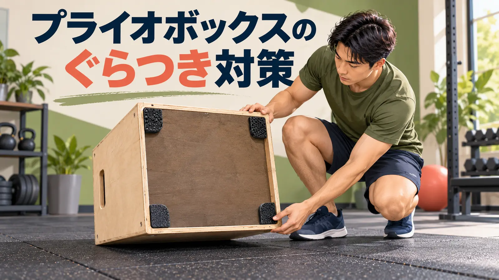 プライオボックスの底面と滑り止めを点検する様子