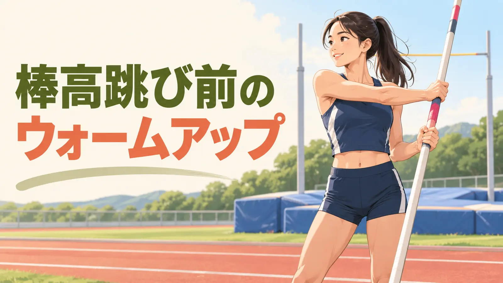 棒高跳び前に肩を動かす選手