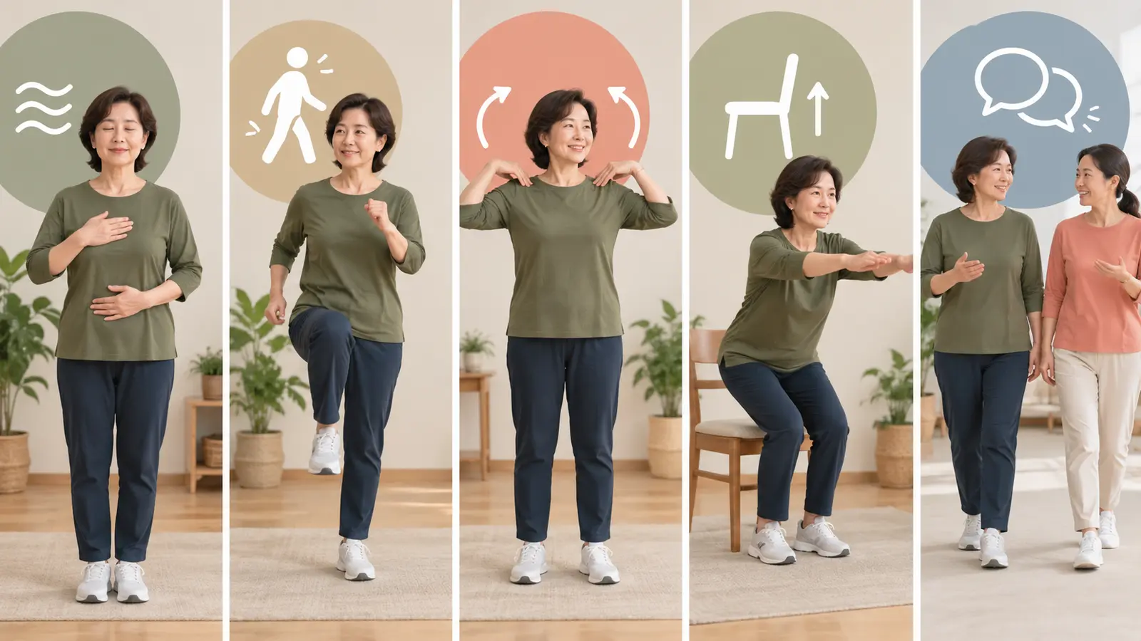 中高年の運動前健康チェックの具体的な運動手順