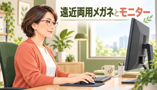 遠近両用メガネでパソコン作業すると首が疲れる原因｜モニターの高さと距離