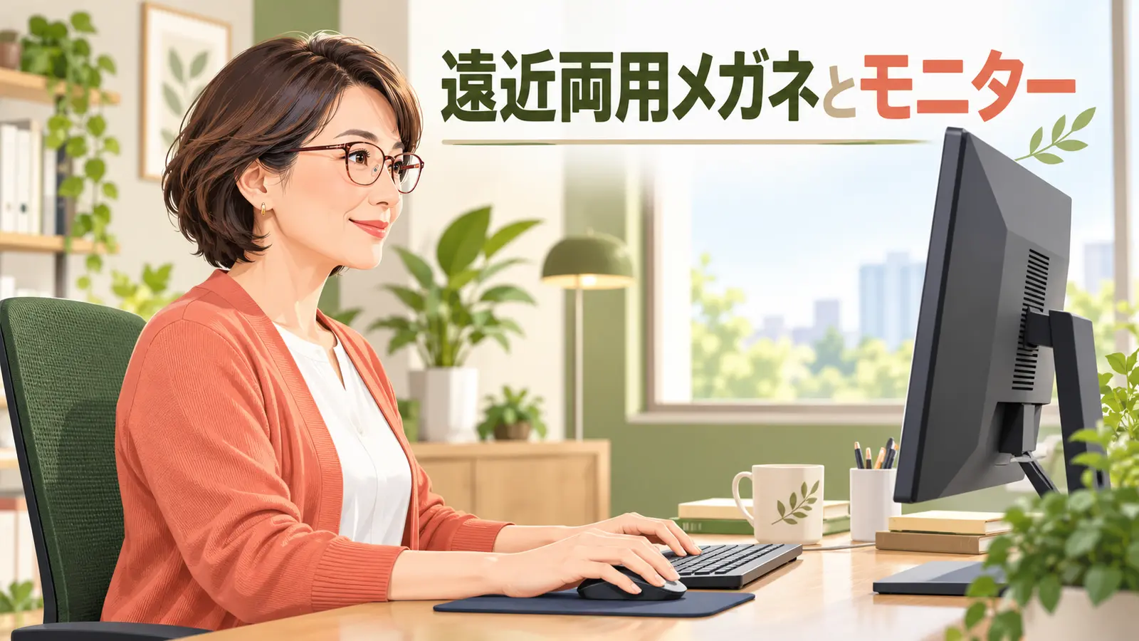 遠近両用メガネを無理なく使う配置
