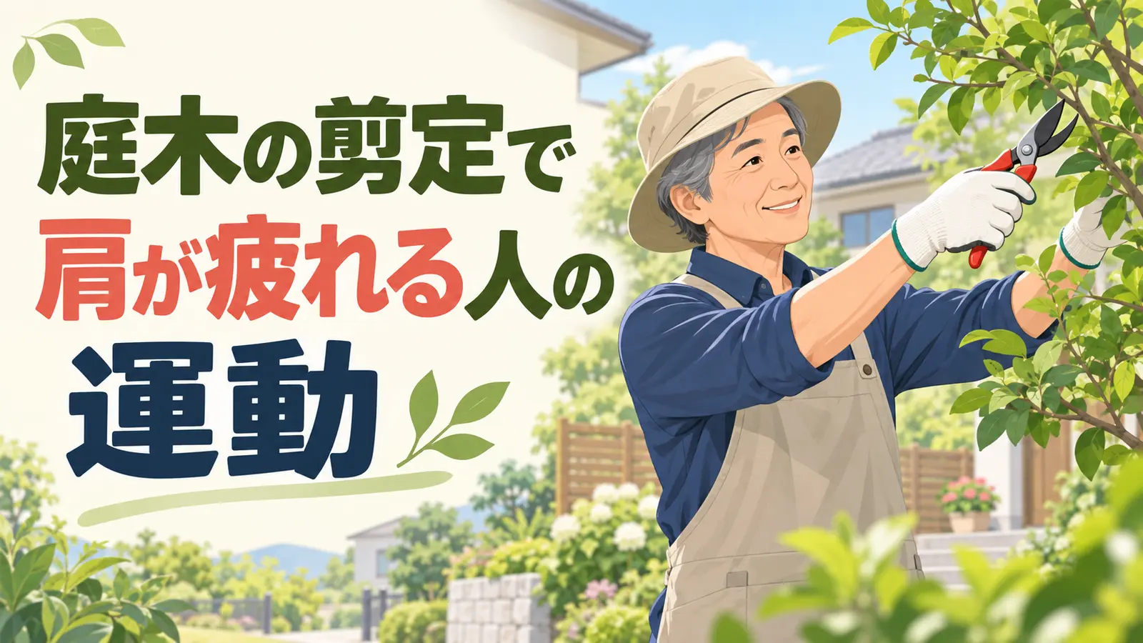 庭木を剪定する中高年向け運動