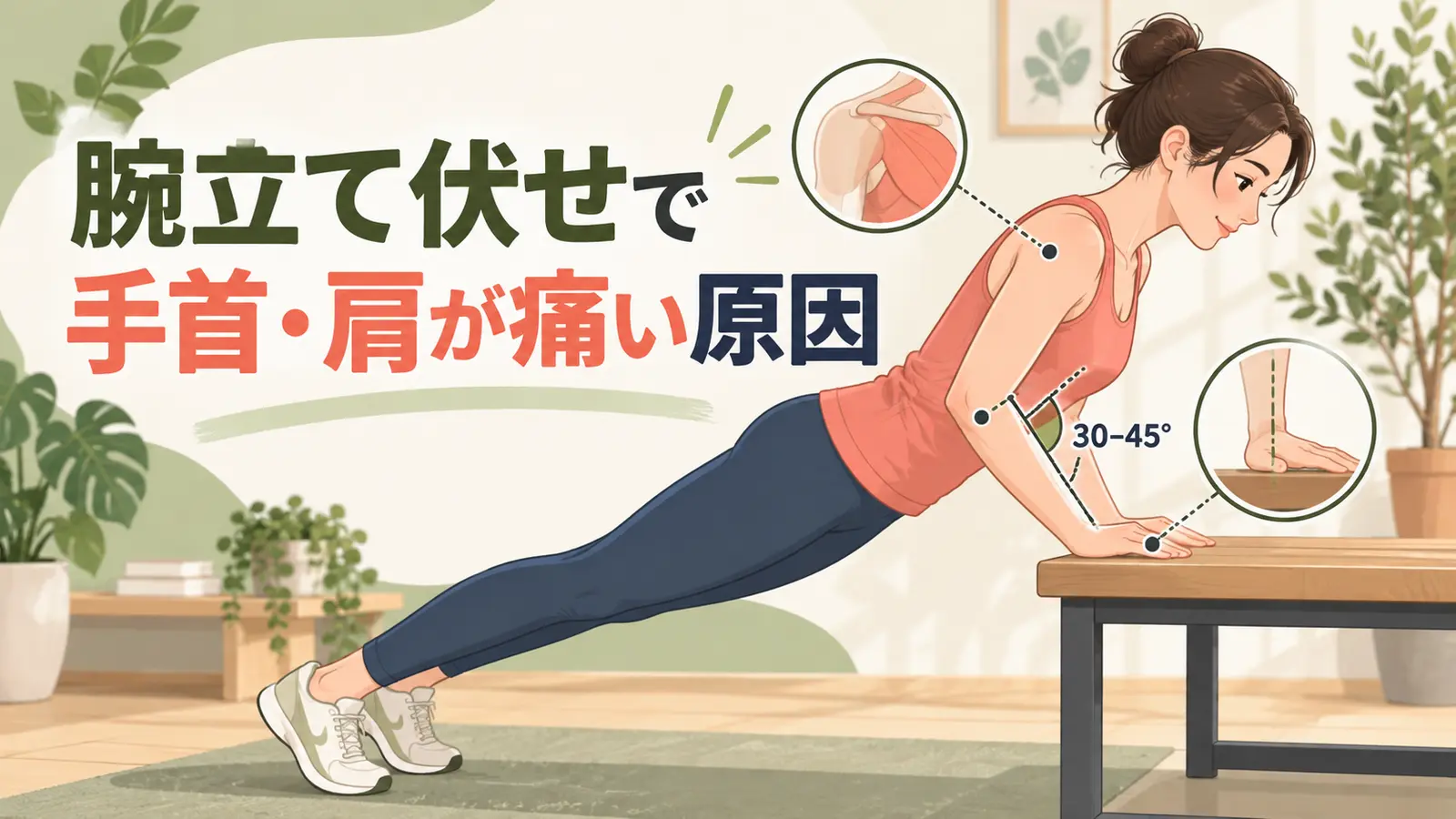 腕立て伏せで手首と肩への負担を減らすフォーム