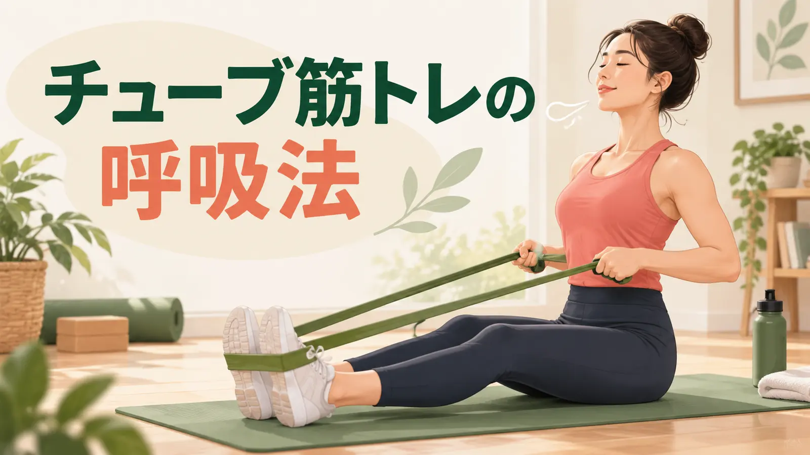 チューブ筋トレの呼吸法を解説するアイキャッチ
