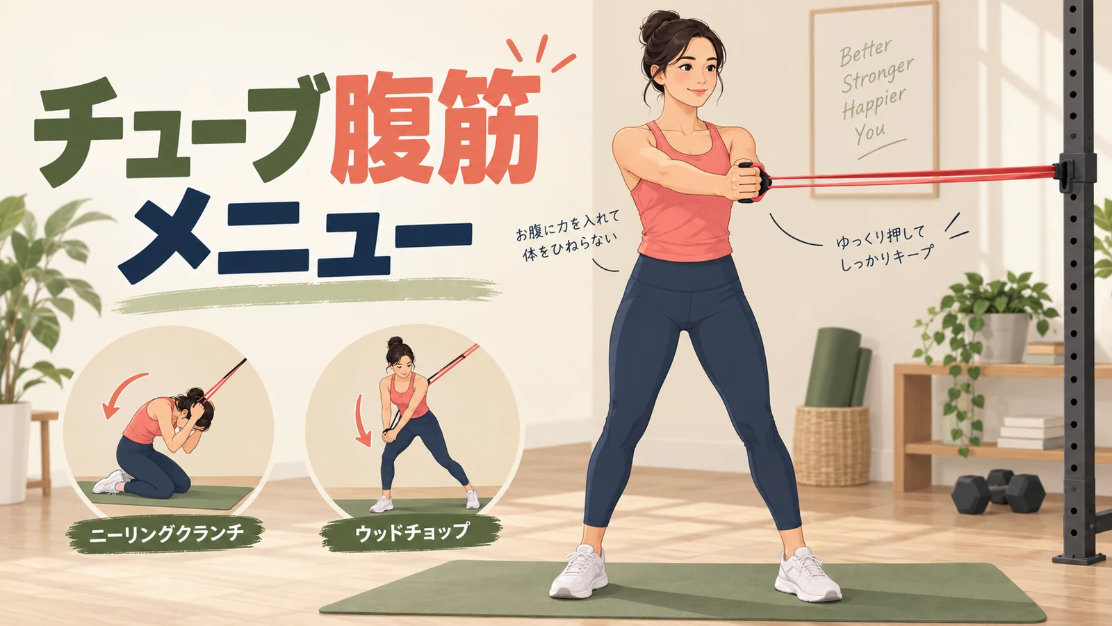 チューブ腹筋メニューを紹介するアイキャッチ