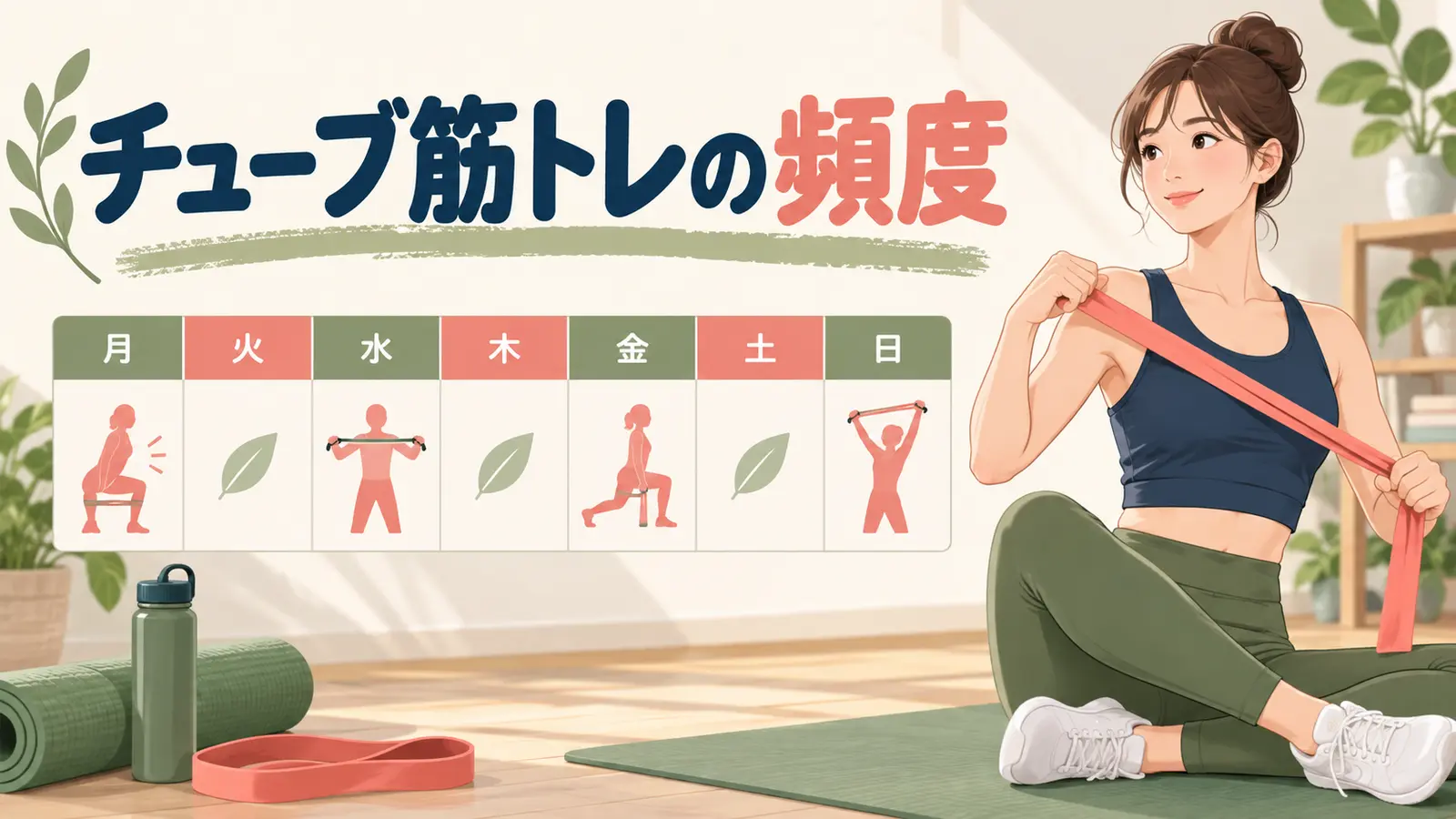 チューブ筋トレの頻度を解説するアイキャッチ