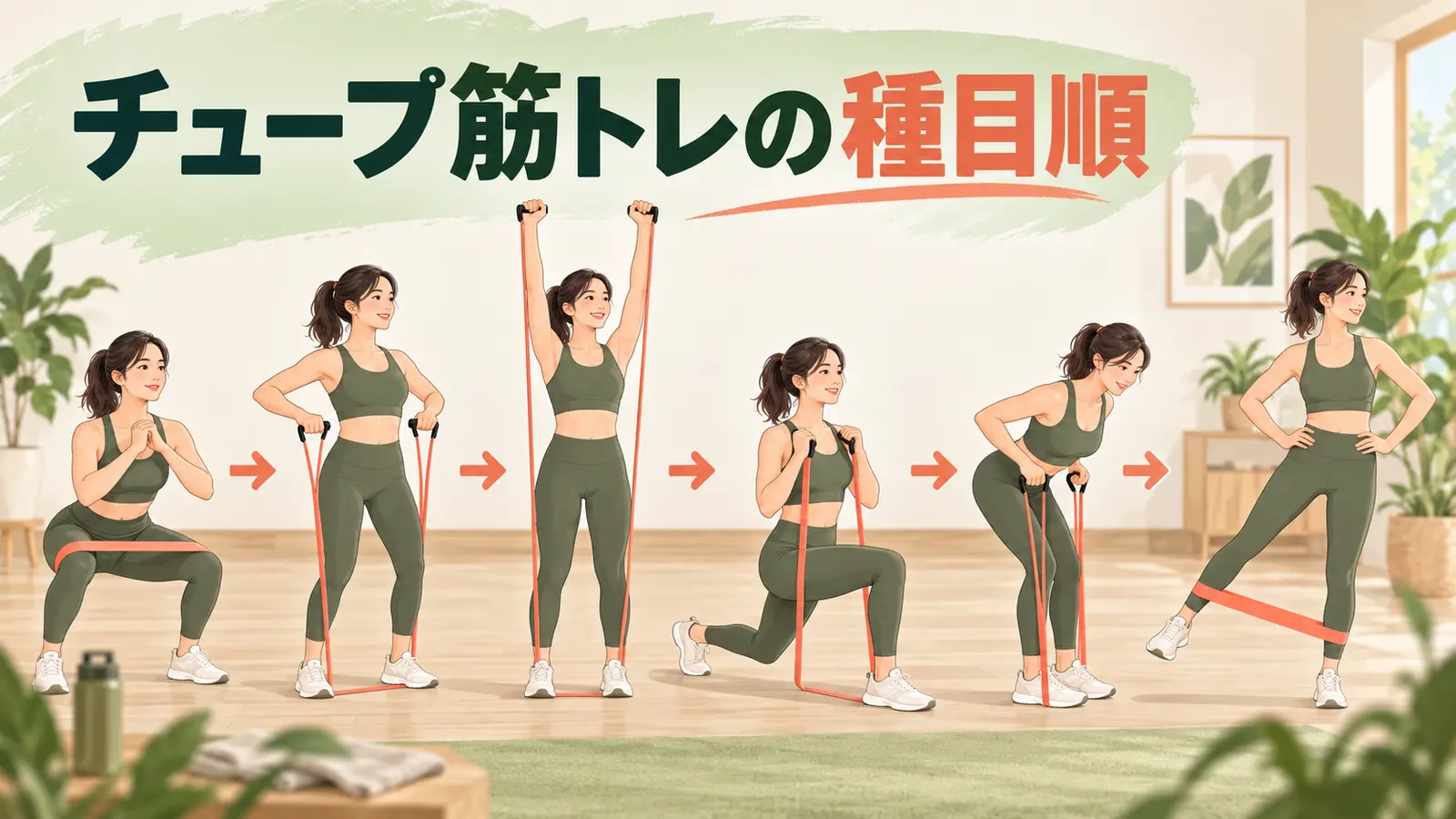 チューブ筋トレの種目順を解説するアイキャッチ